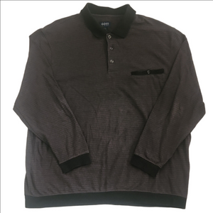Harbor Bay Dark Striped Gray Long Sleeve Polo Shirt